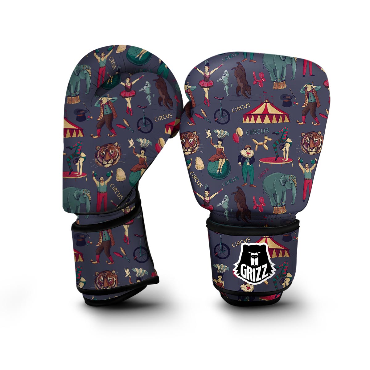 Circus Print Pattern Boxing Gloves-grizzshop