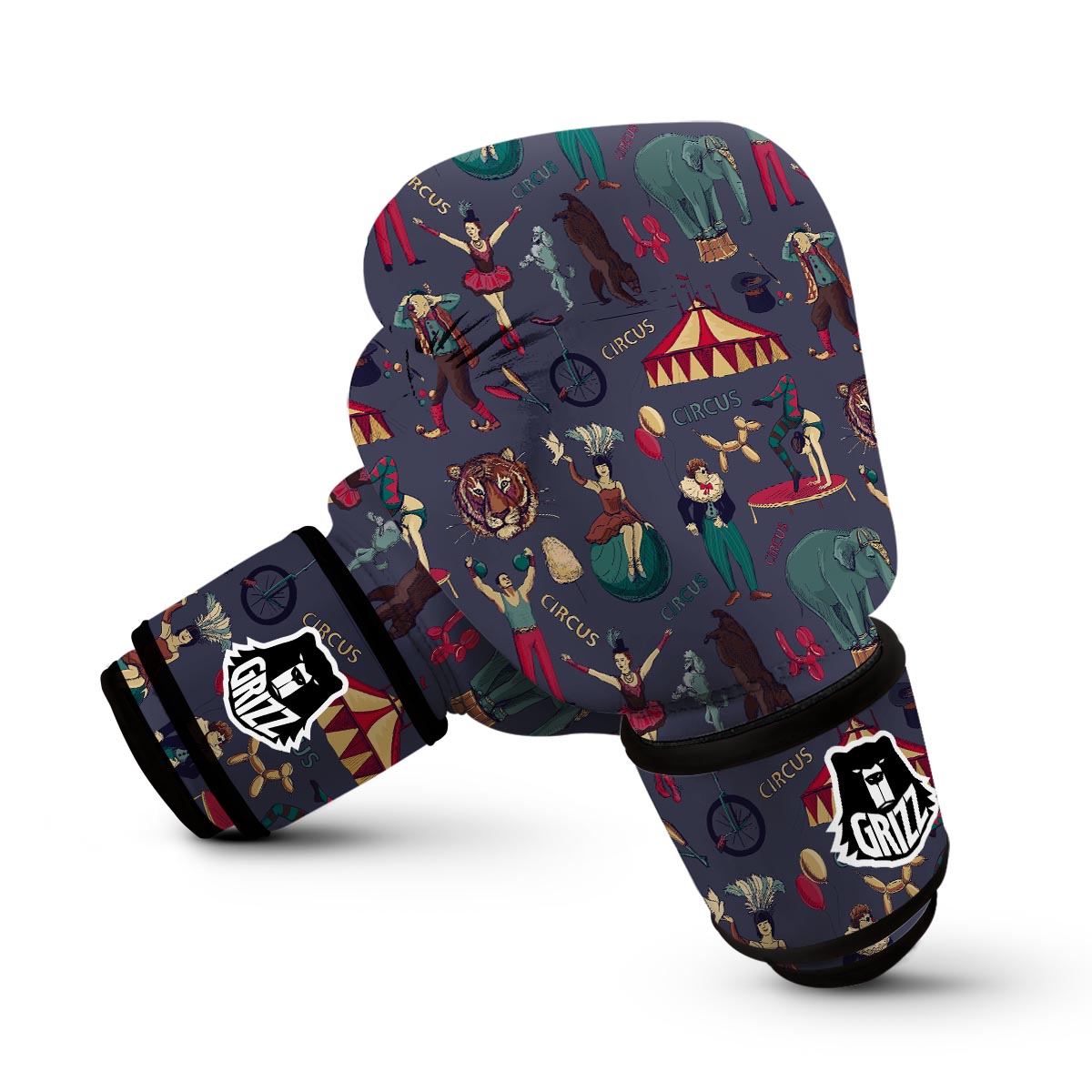 Circus Print Pattern Boxing Gloves-grizzshop