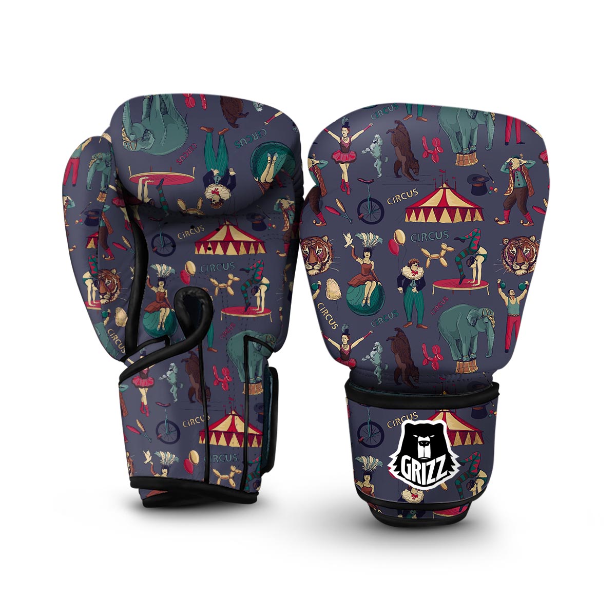 Circus Print Pattern Boxing Gloves-grizzshop