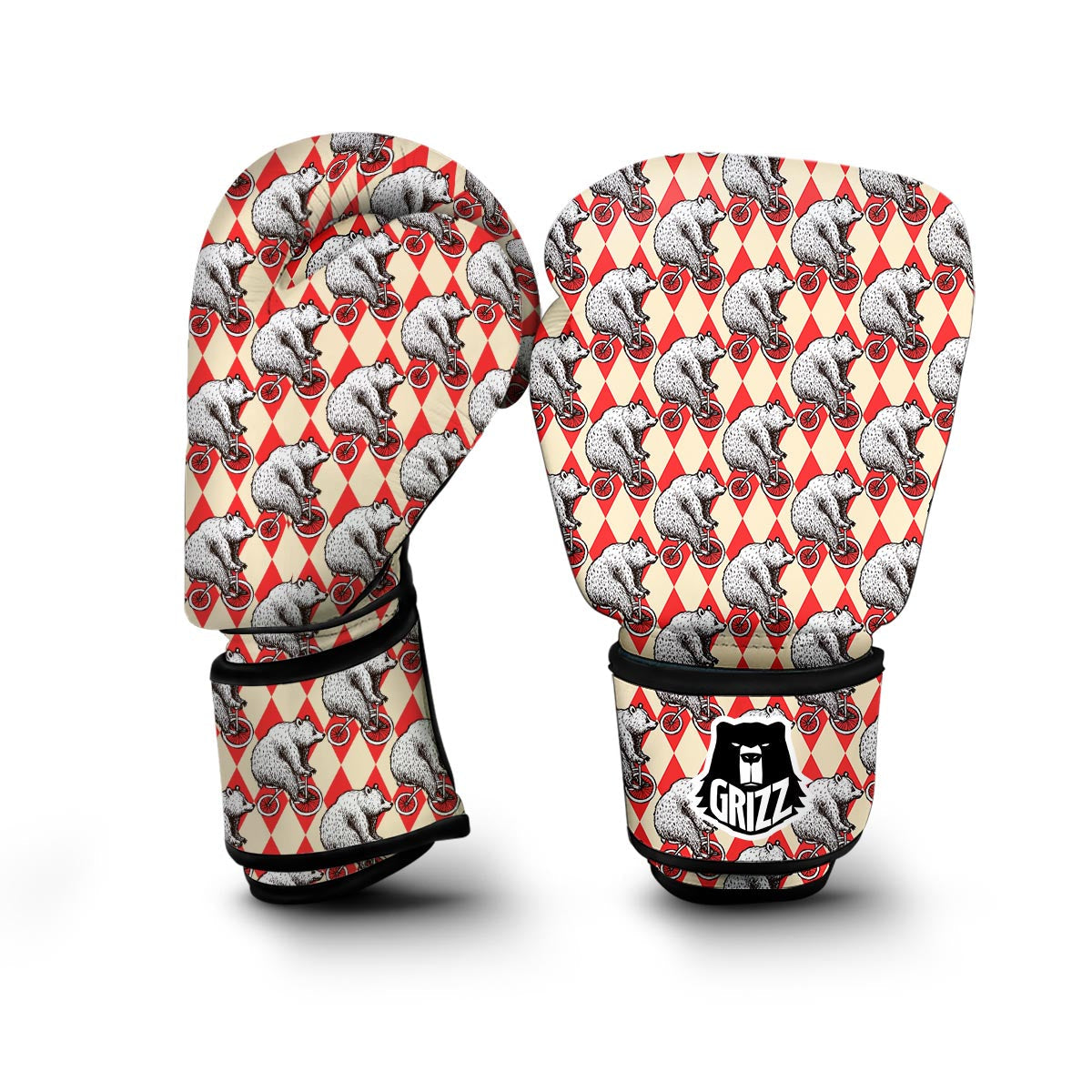 Circus Teddy Bear Pattern Print Boxing Gloves-grizzshop