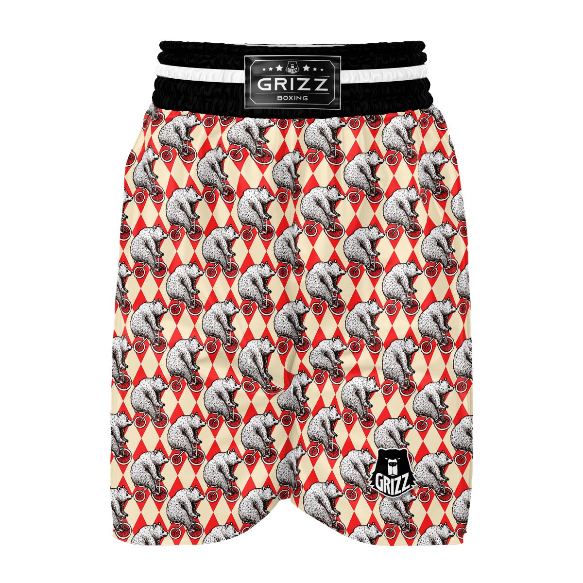 Circus Teddy Bear Pattern Print Boxing Shorts-grizzshop