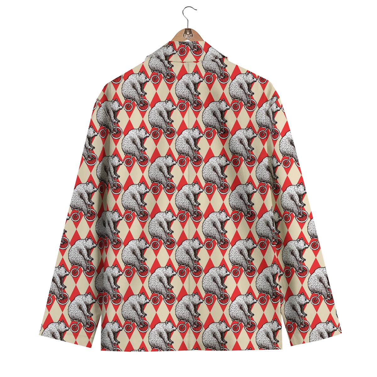 Circus Teddy Bear Pattern Print Men's Blazer-grizzshop