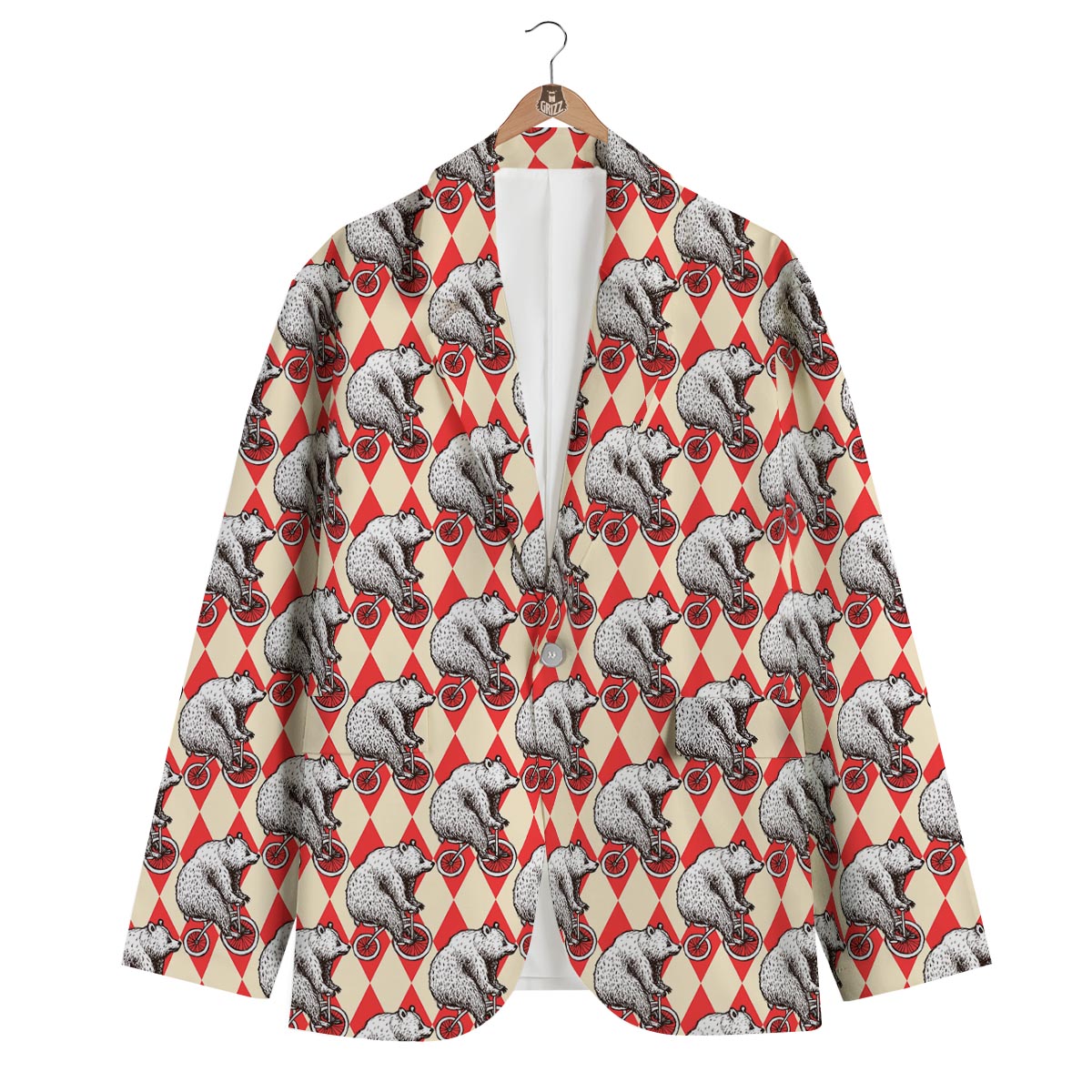 Circus Teddy Bear Pattern Print Men's Blazer-grizzshop