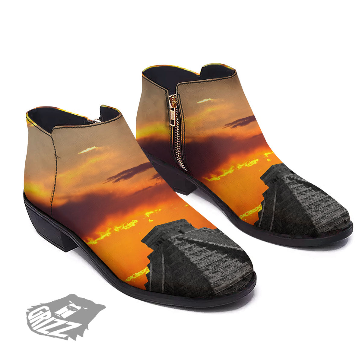 Civilization Mayan Print Ankle Boots-grizzshop