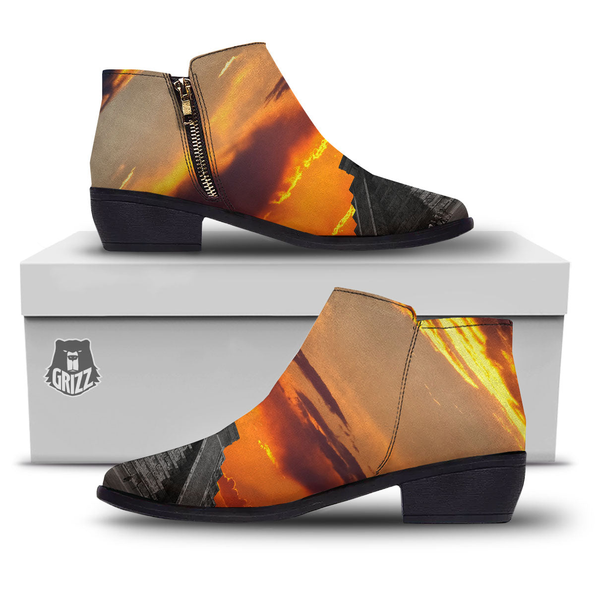 Civilization Mayan Print Ankle Boots-grizzshop