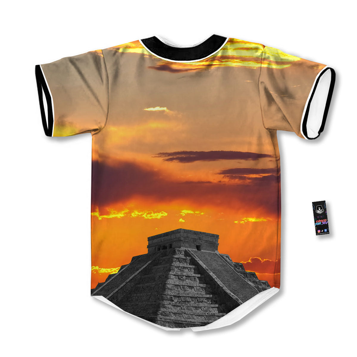 Civilization Mayan Print Baseball Jersey-grizzshop