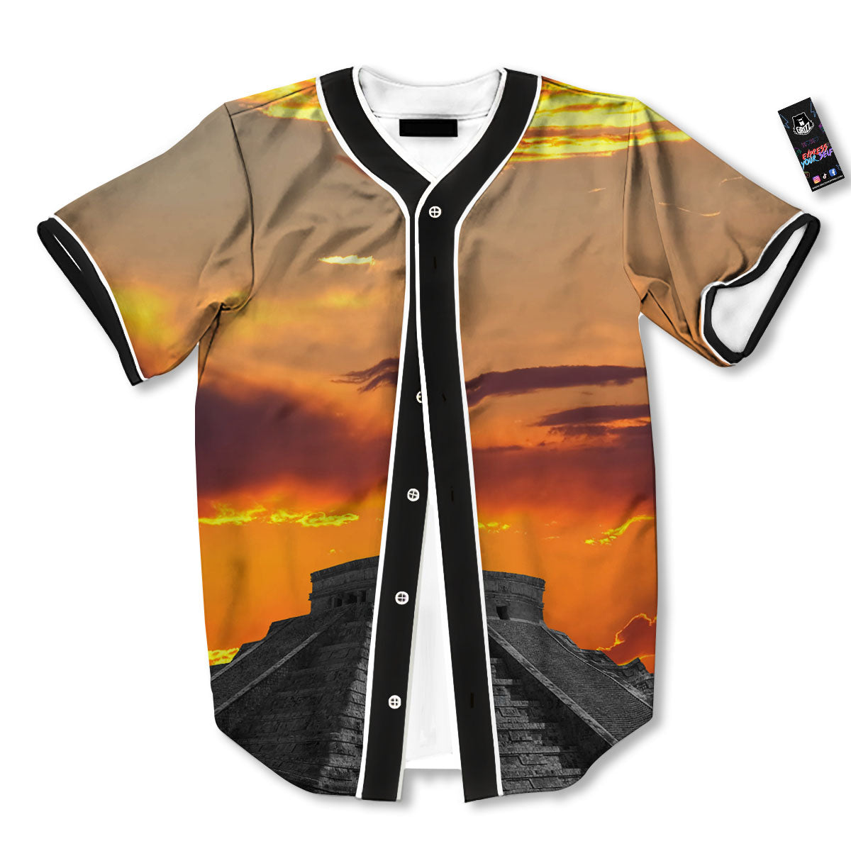 Civilization Mayan Print Baseball Jersey-grizzshop