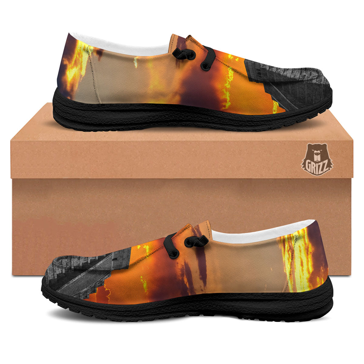 Civilization Mayan Print Black Loafers-grizzshop