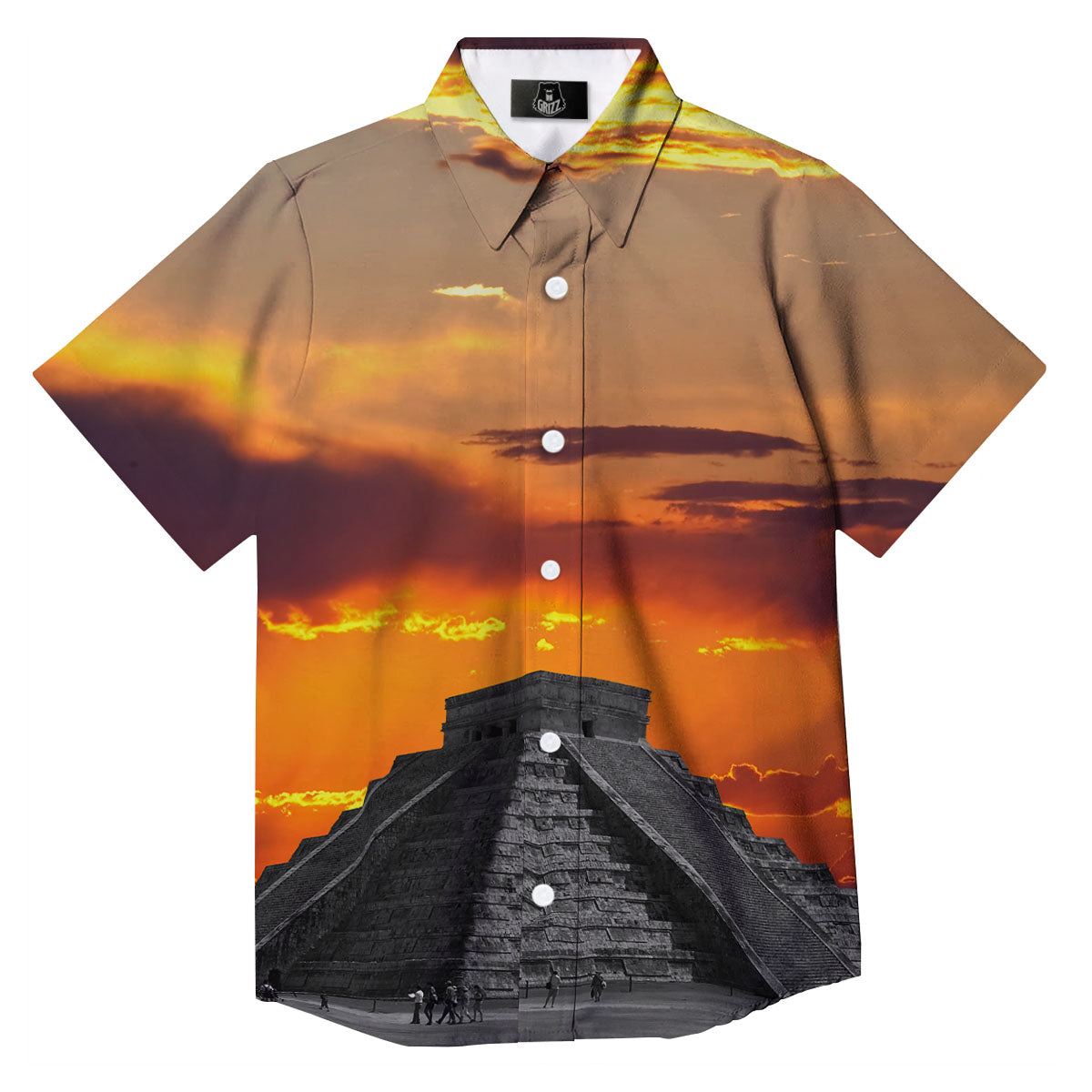 Civilization Mayan Print Button Up Shirt-grizzshop