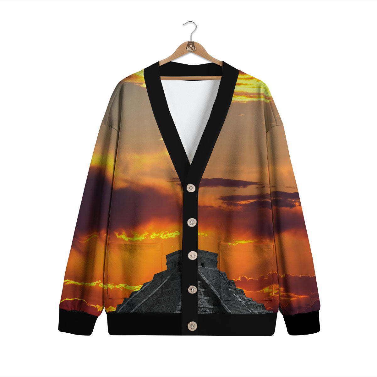 Civilization Mayan Print Cardigan-grizzshop