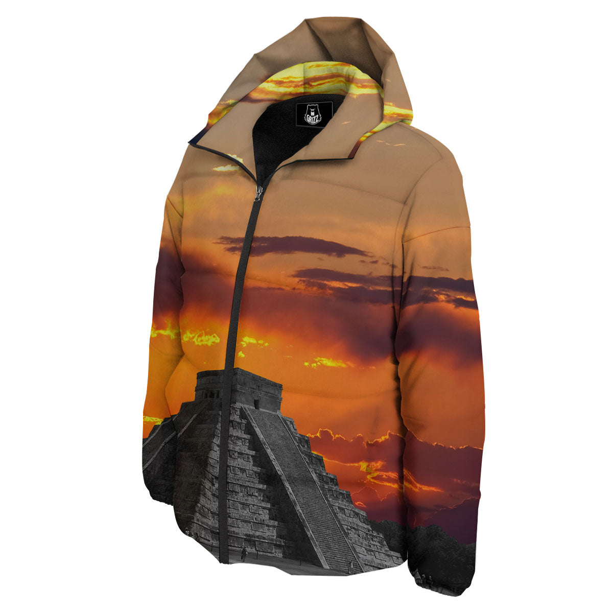 Civilization Mayan Print Down Jacket-grizzshop