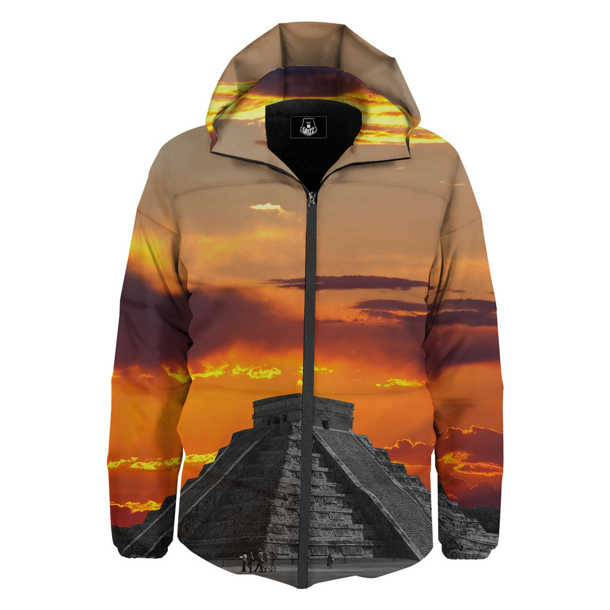 Civilization Mayan Print Down Jacket-grizzshop