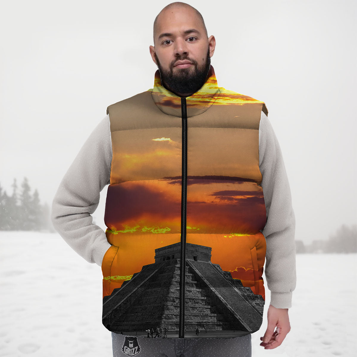 Civilization Mayan Print Down Vest