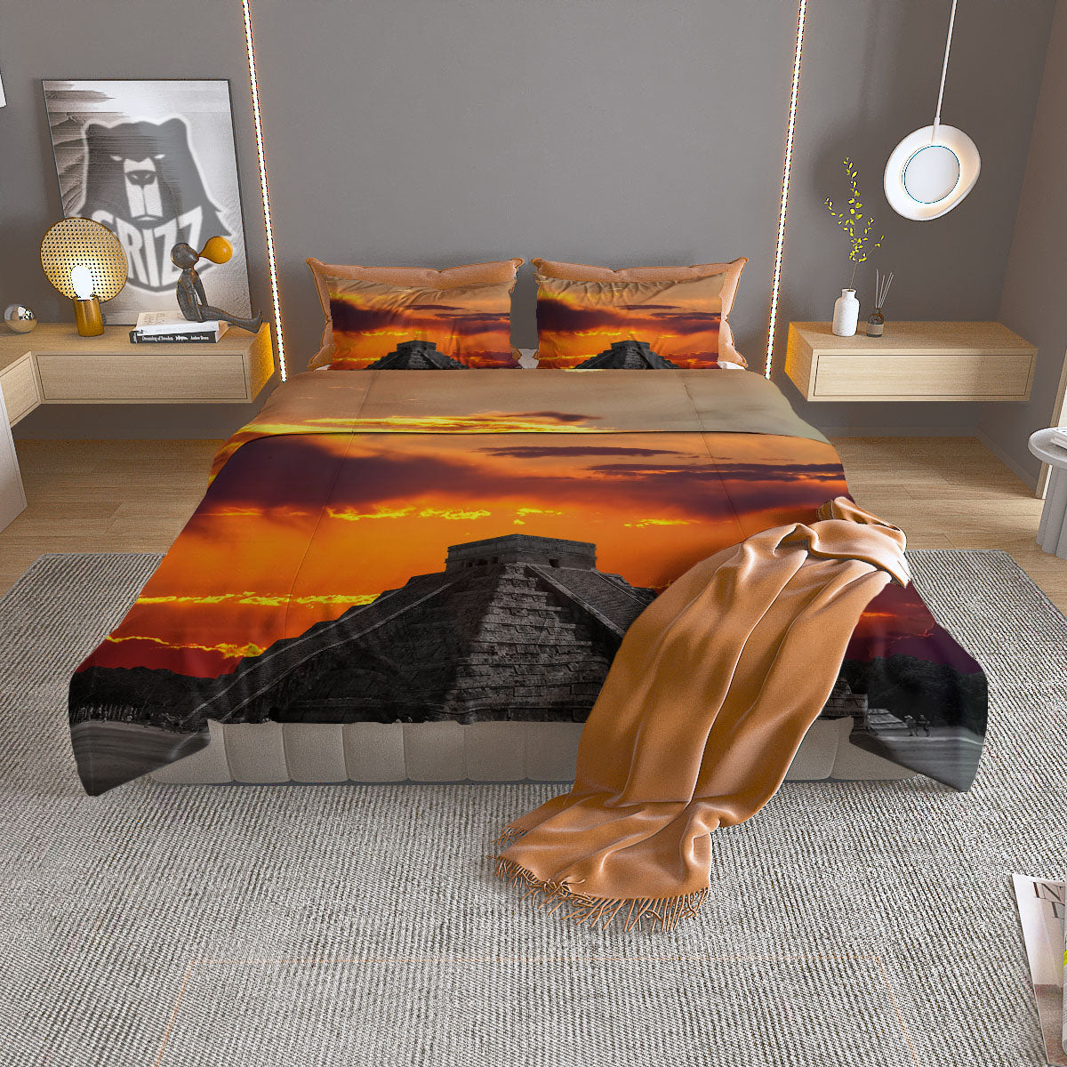 Civilization Mayan Print Duvet Cover Bedding Set