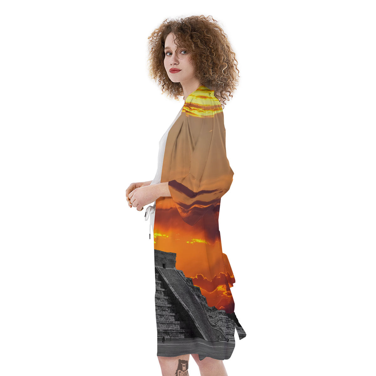 Civilization Mayan Print Kimono-grizzshop