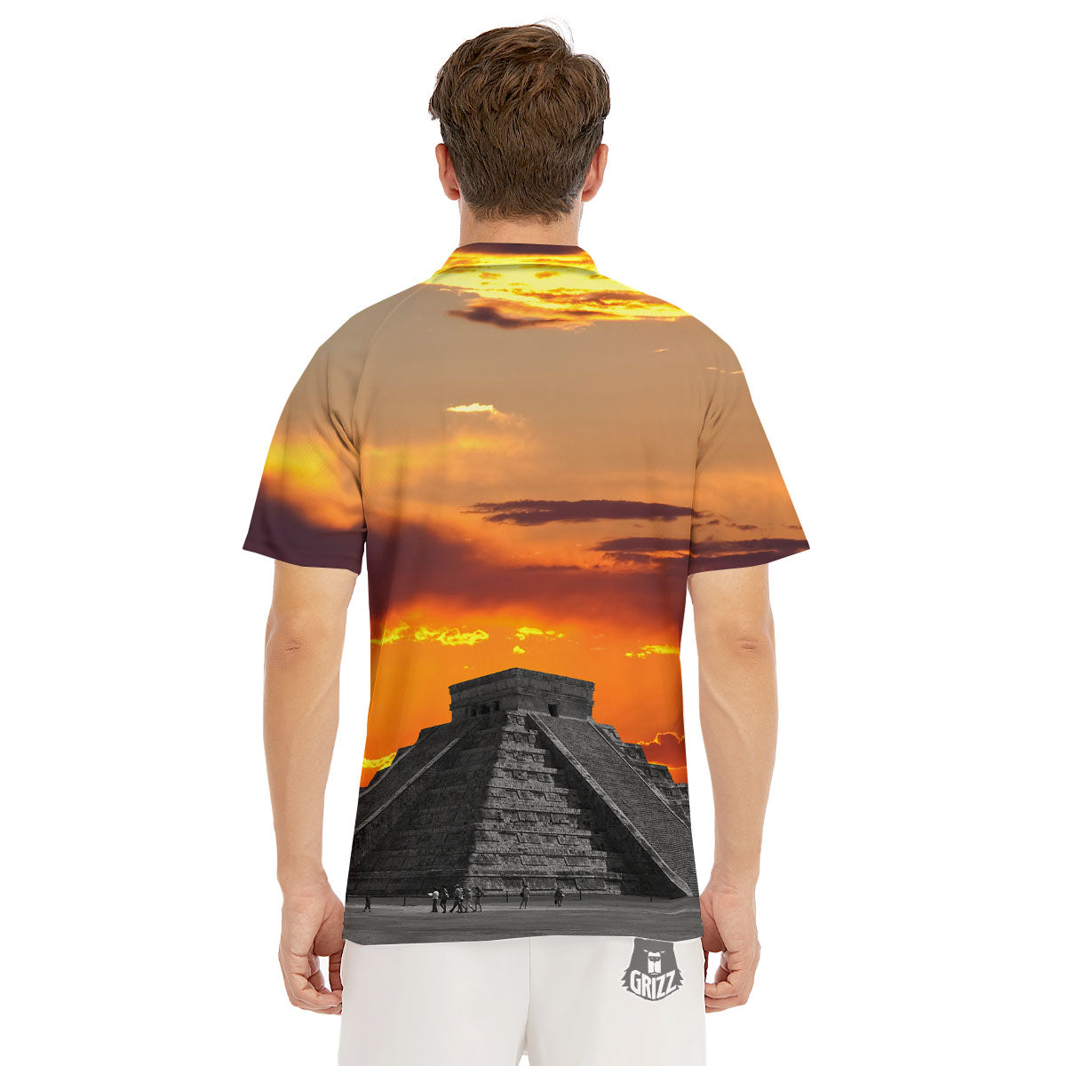 Civilization Mayan Print Men's Golf Shirts-grizzshop