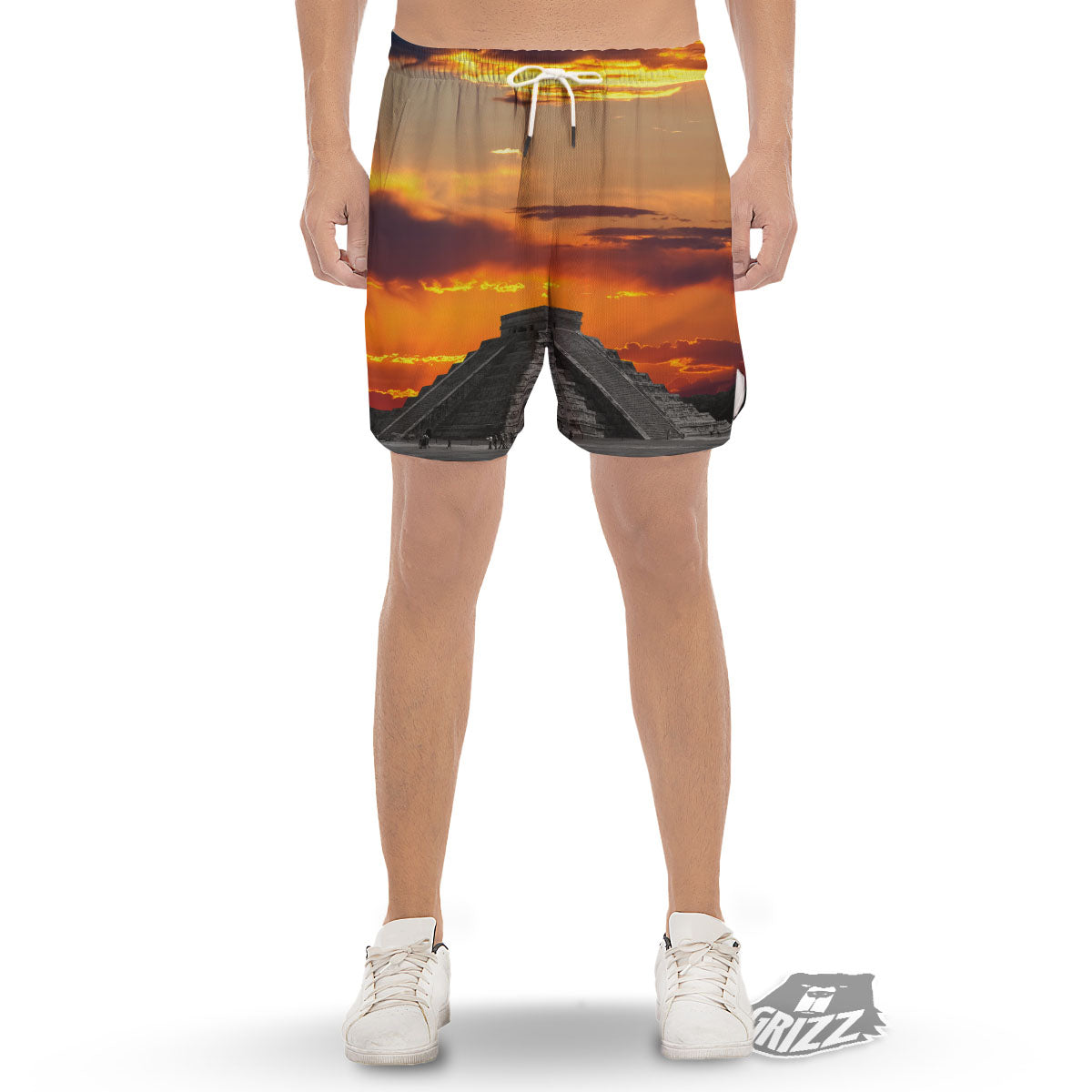 Civilization Mayan Print Men's Gym Shorts-grizzshop