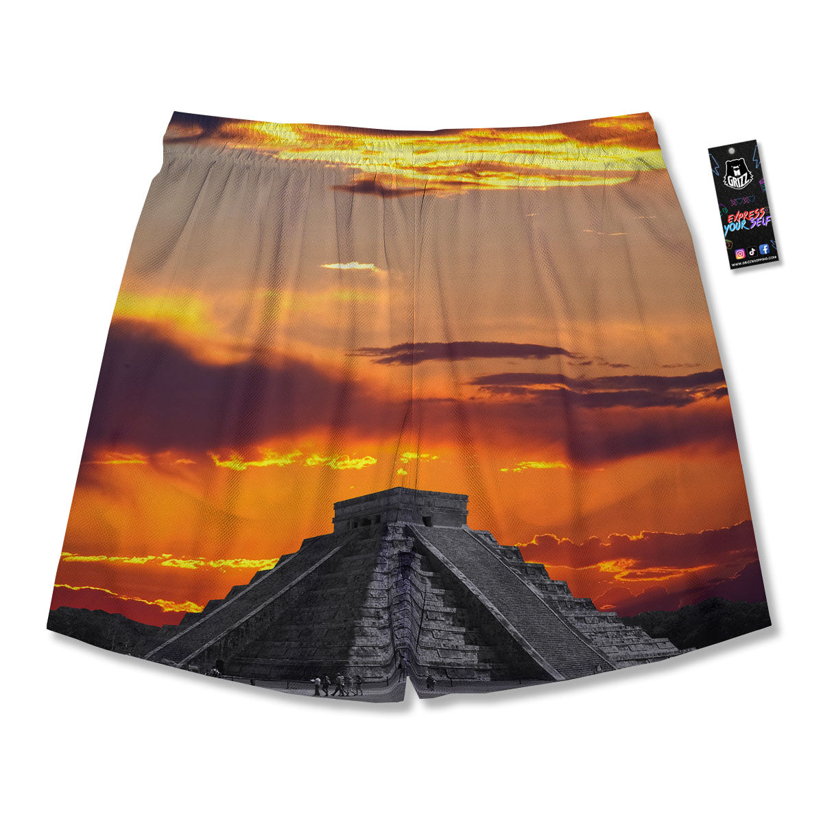 Civilization Mayan Print Men's Running Shorts-grizzshop