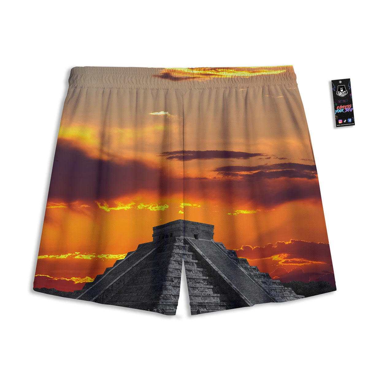 Civilization Mayan Print Mesh Shorts
