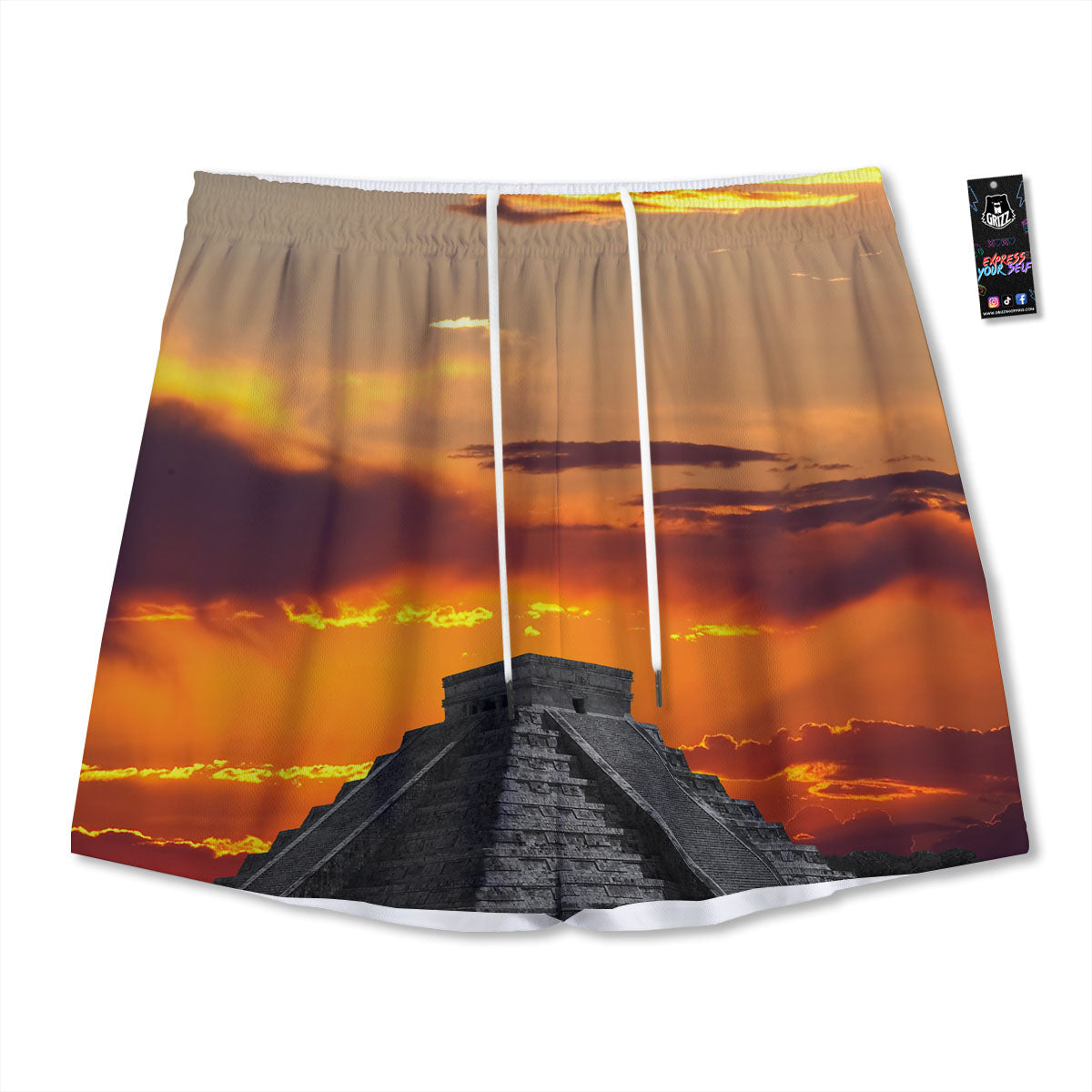 Civilization Mayan Print Mesh Shorts