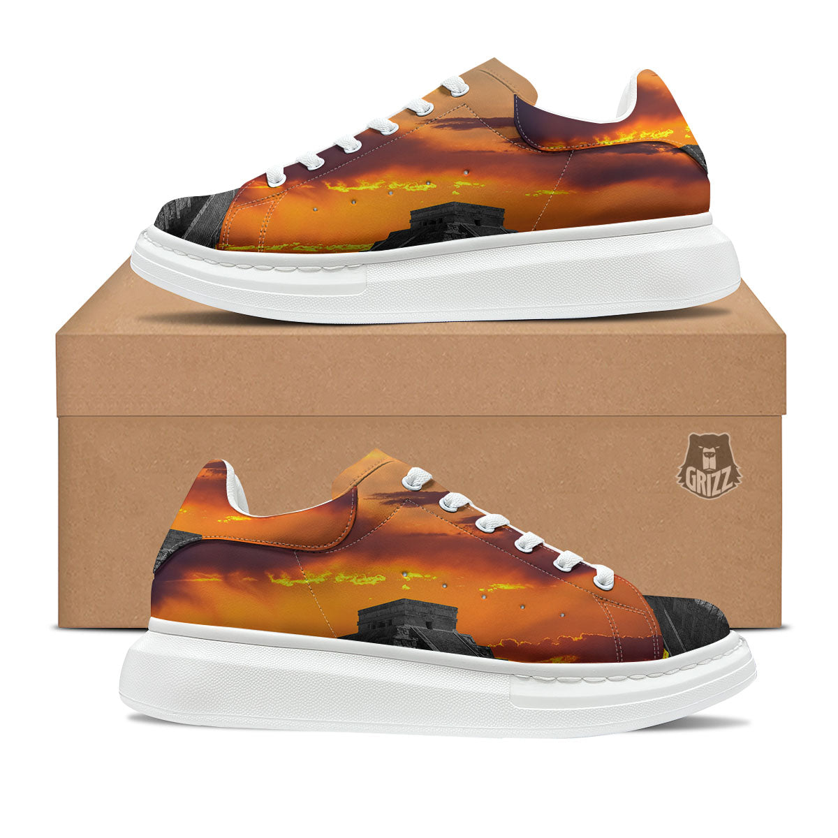 Civilization Mayan Print Platform Shoes-grizzshop