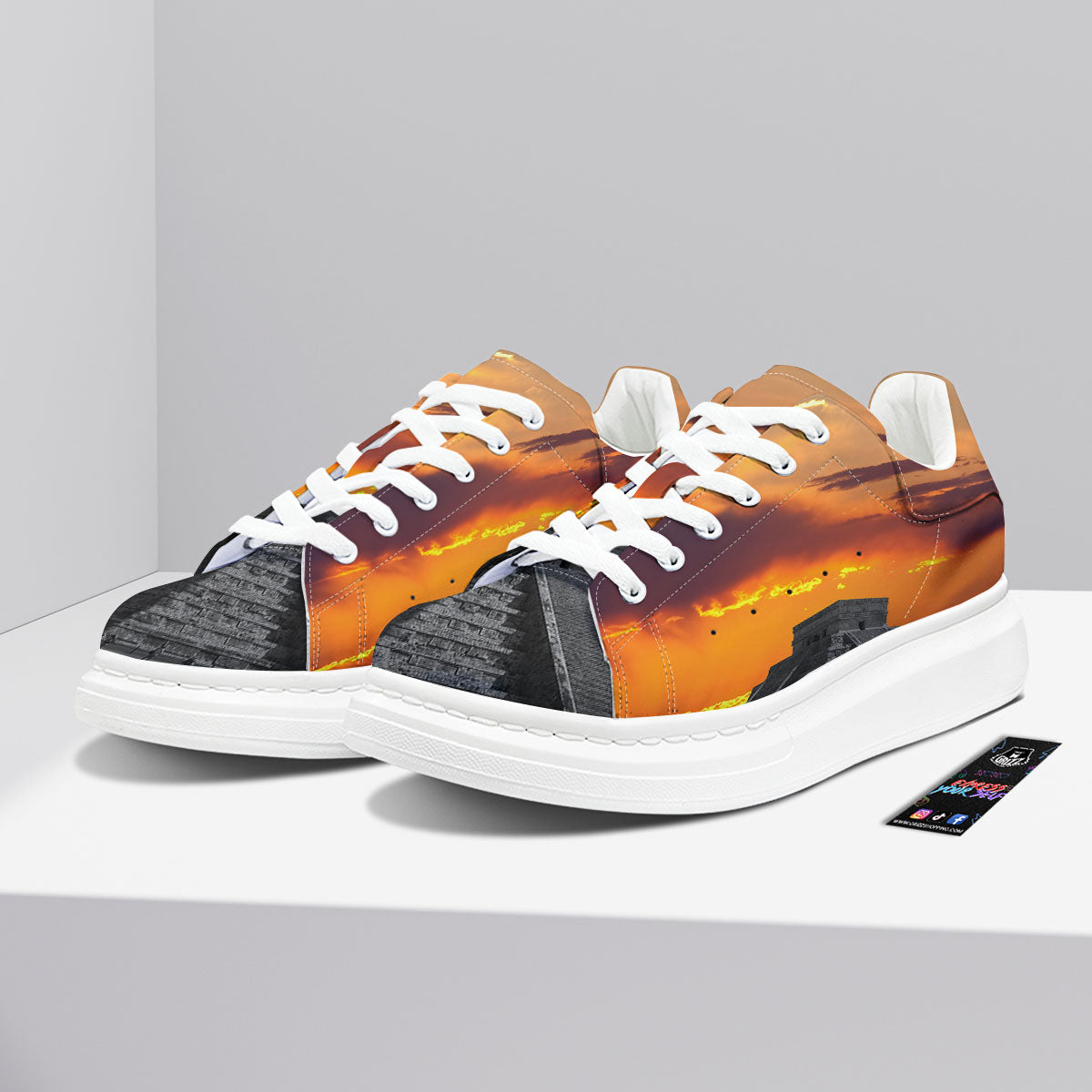Civilization Mayan Print Platform Shoes-grizzshop