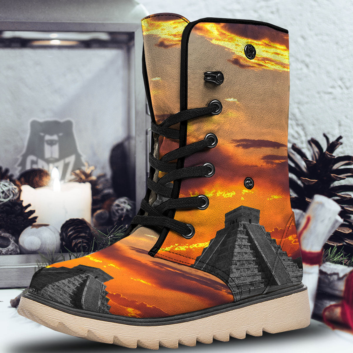Civilization Mayan Print Snow Boots-grizzshop