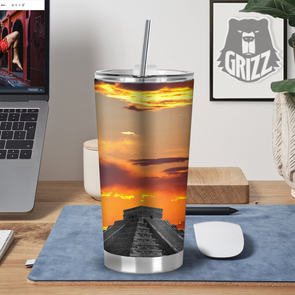 Civilization Mayan Print Tumbler-grizzshop