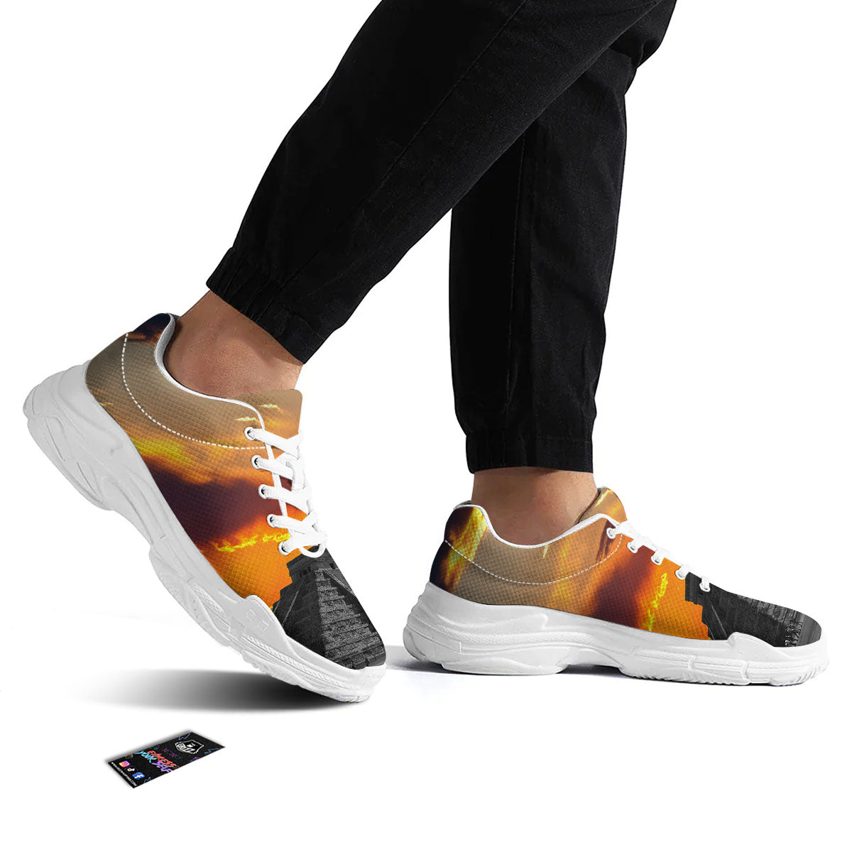 Civilization Mayan Print White Chunky Shoes-grizzshop
