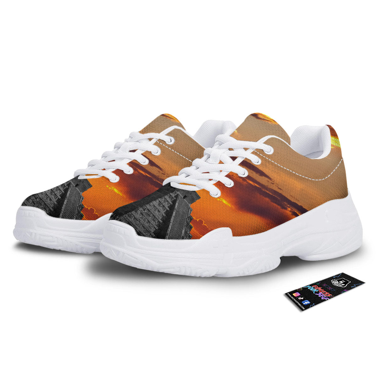 Civilization Mayan Print White Chunky Shoes-grizzshop