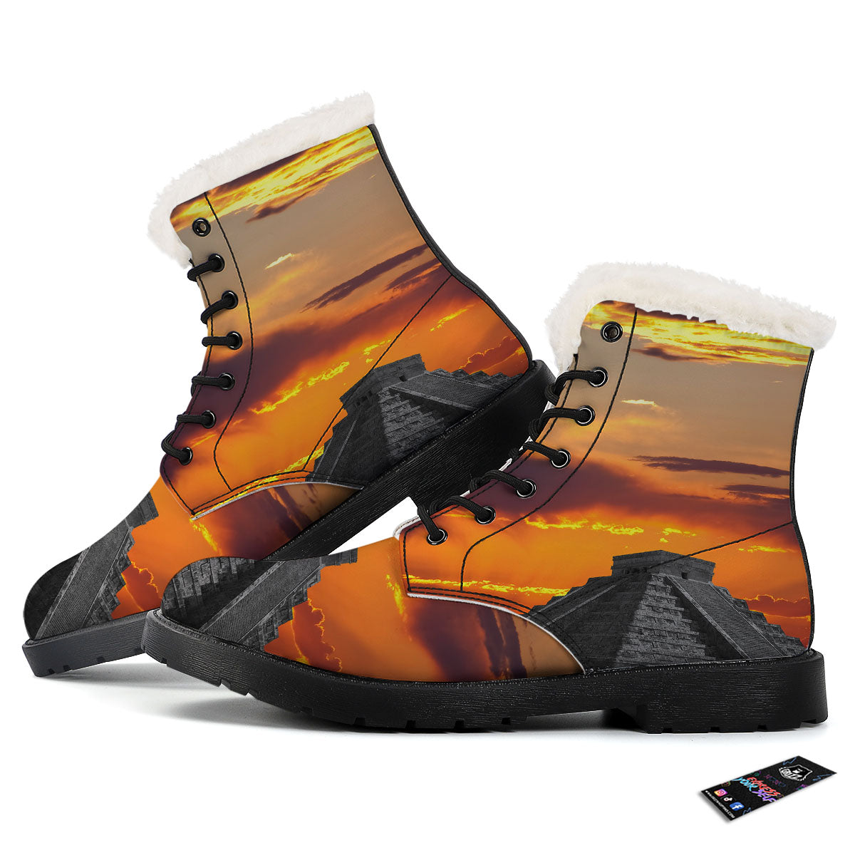 Civilization Mayan Print Winter Boots-grizzshop
