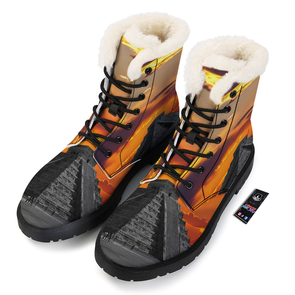 Civilization Mayan Print Winter Boots-grizzshop
