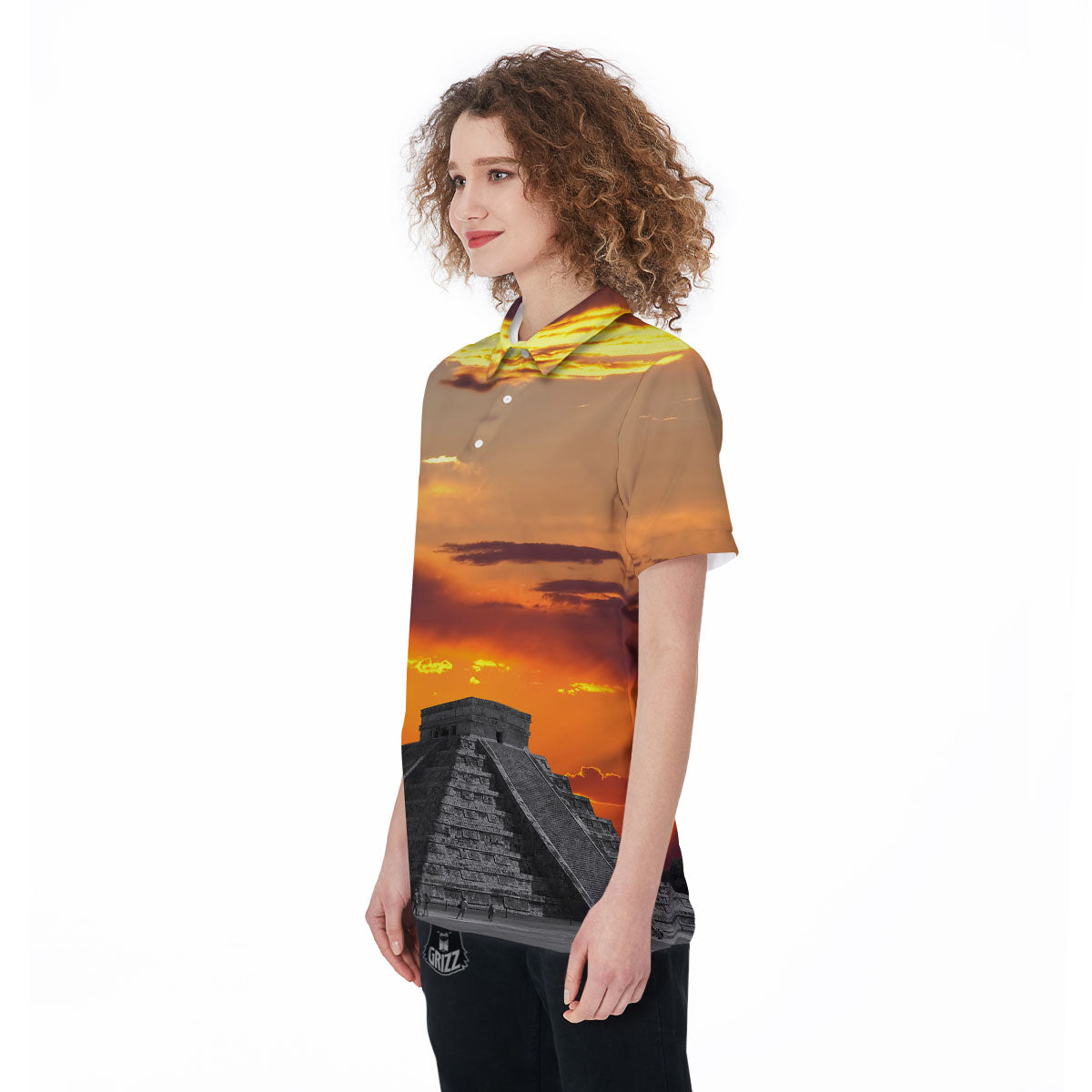 Civilization Mayan Print Women's Golf Shirts-grizzshop