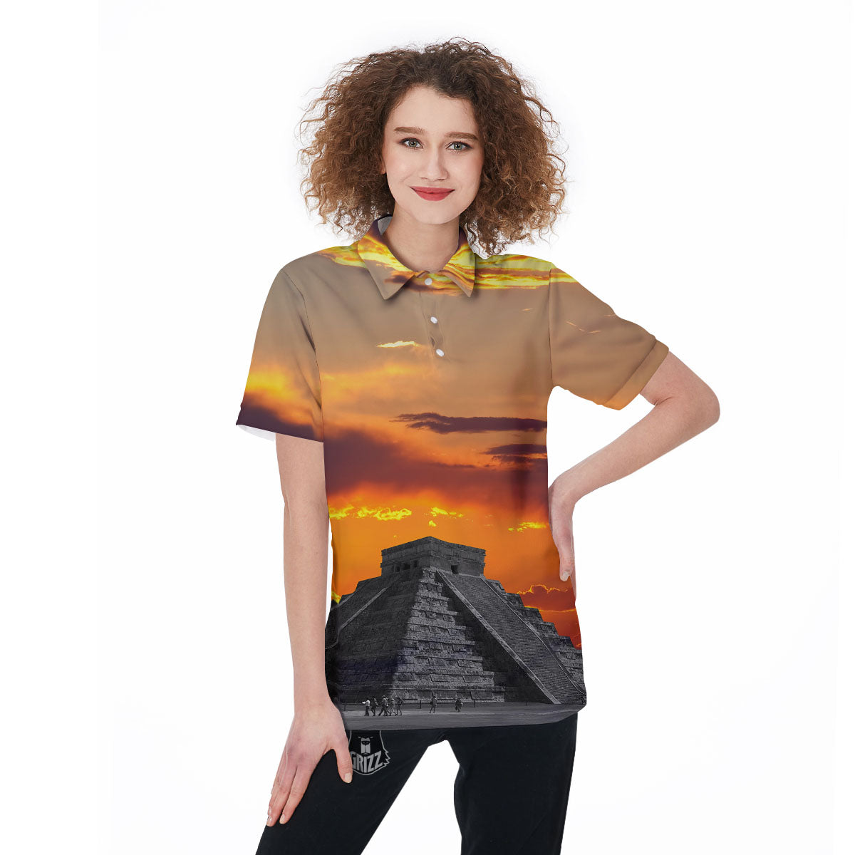 Civilization Mayan Print Women's Golf Shirts-grizzshop