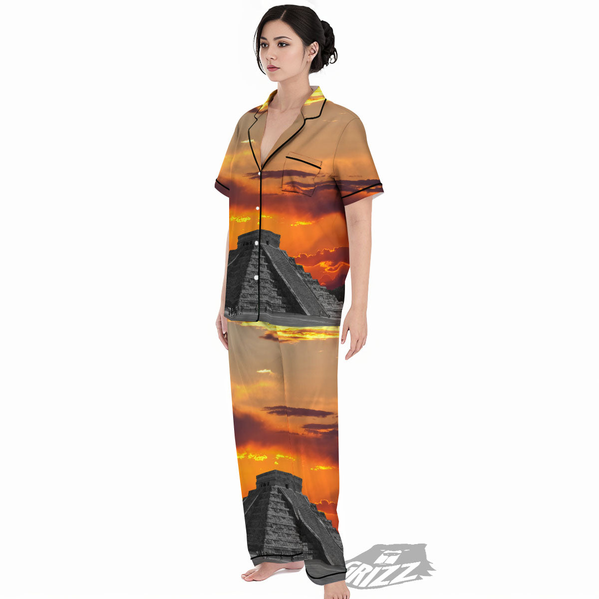 Civilization Mayan Print Women's Pajamas Set-grizzshop