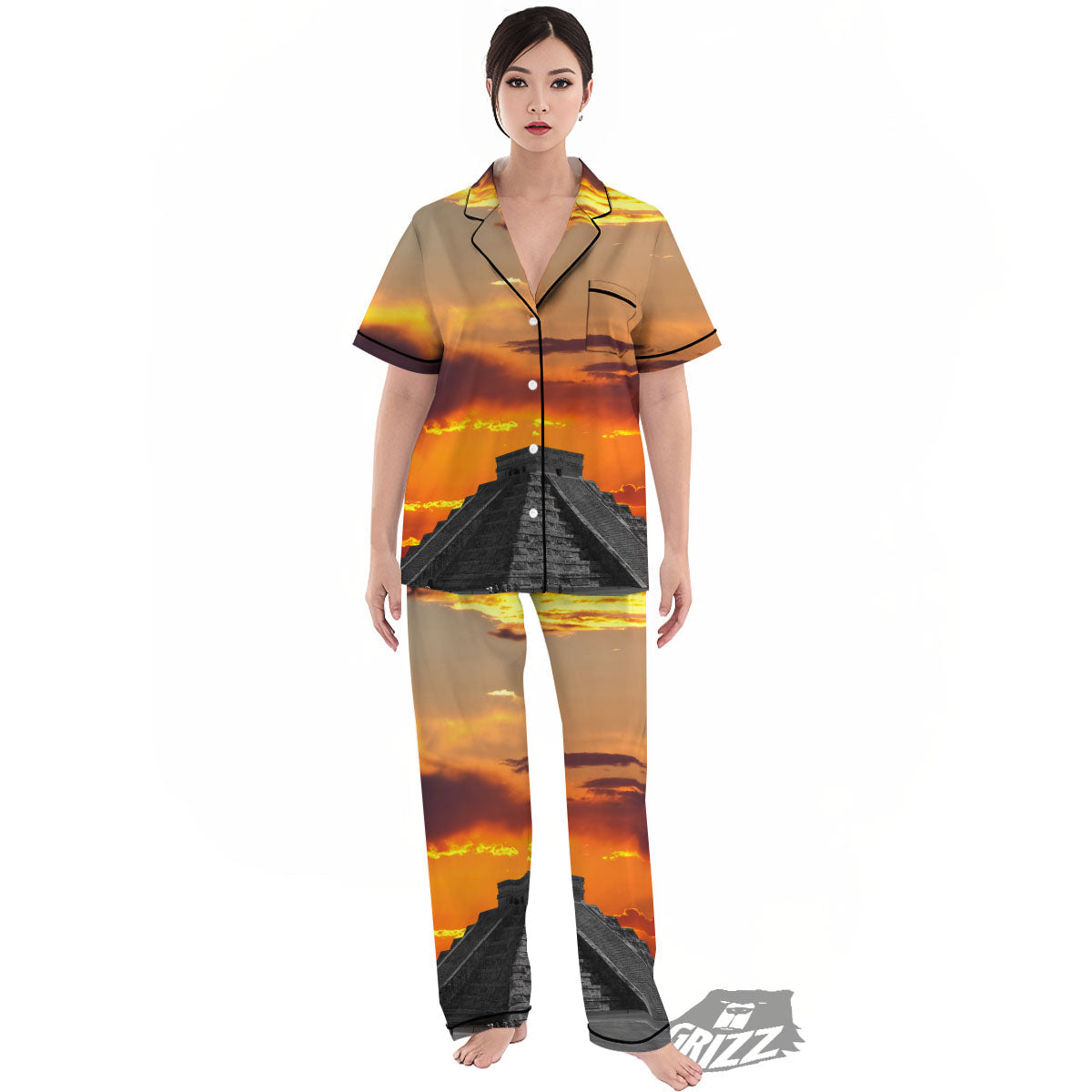 Civilization Mayan Print Women's Pajamas Set-grizzshop