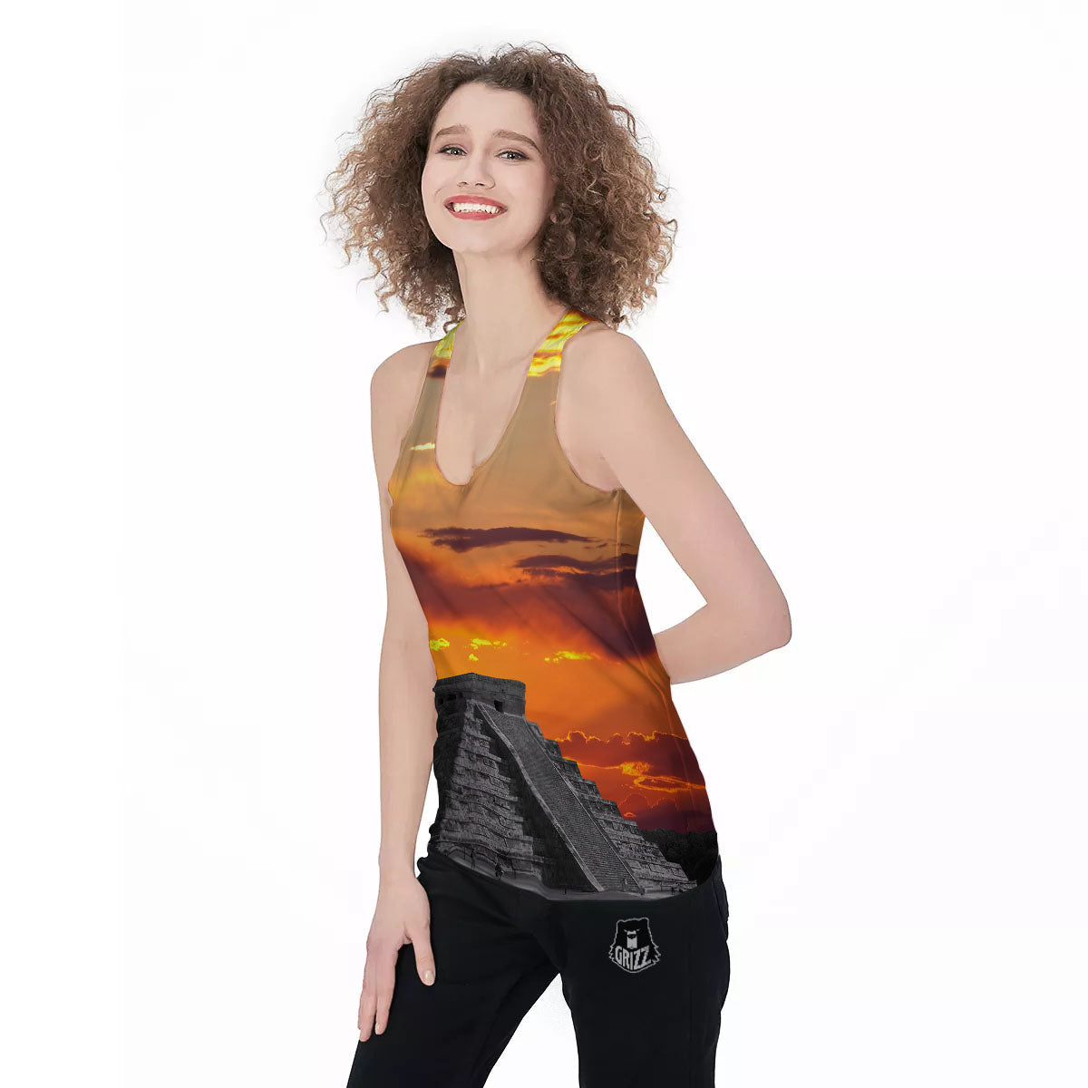 Civilization Mayan Print Women's Racerback Tank Top-grizzshop