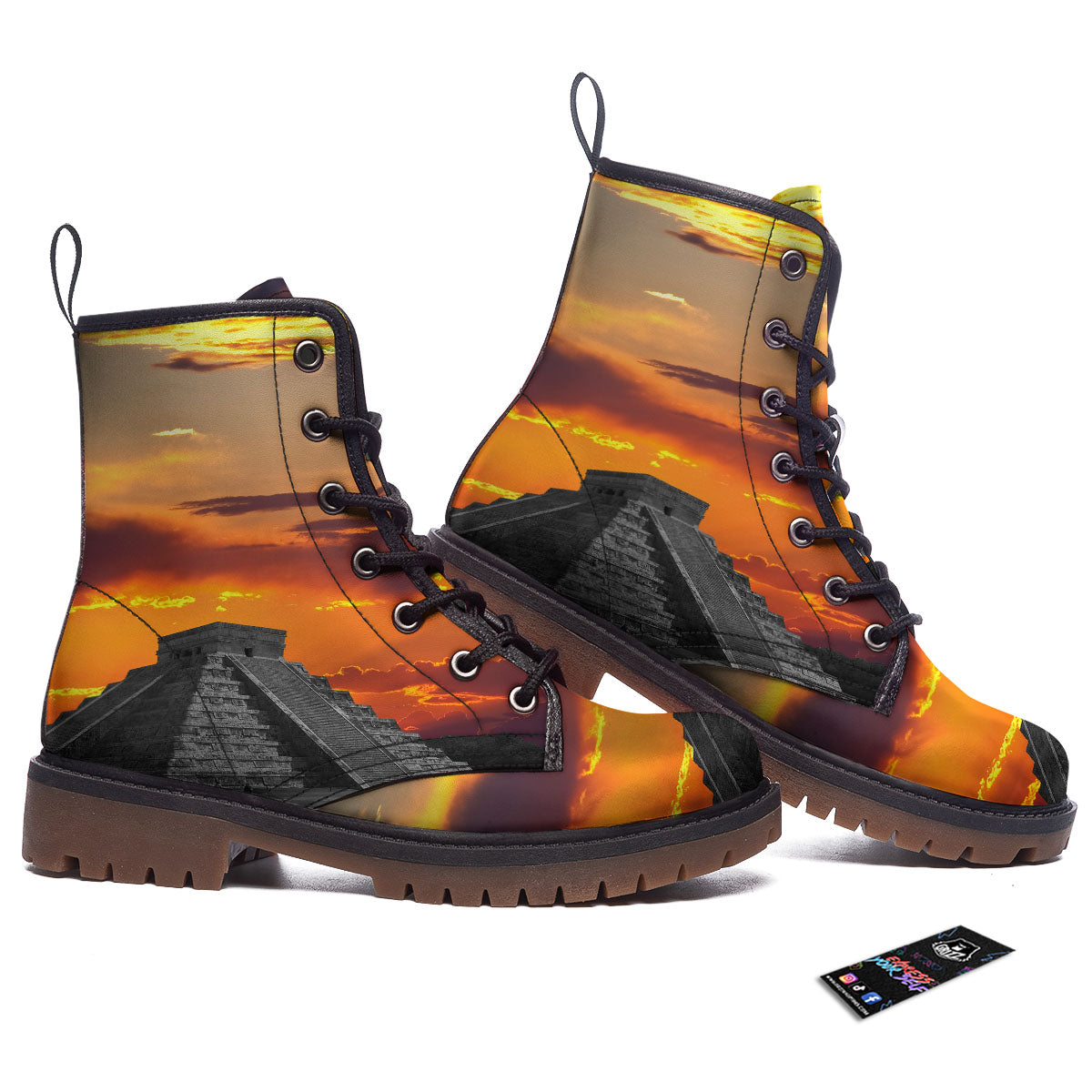 Civilization Mayan Print Work Boots-grizzshop