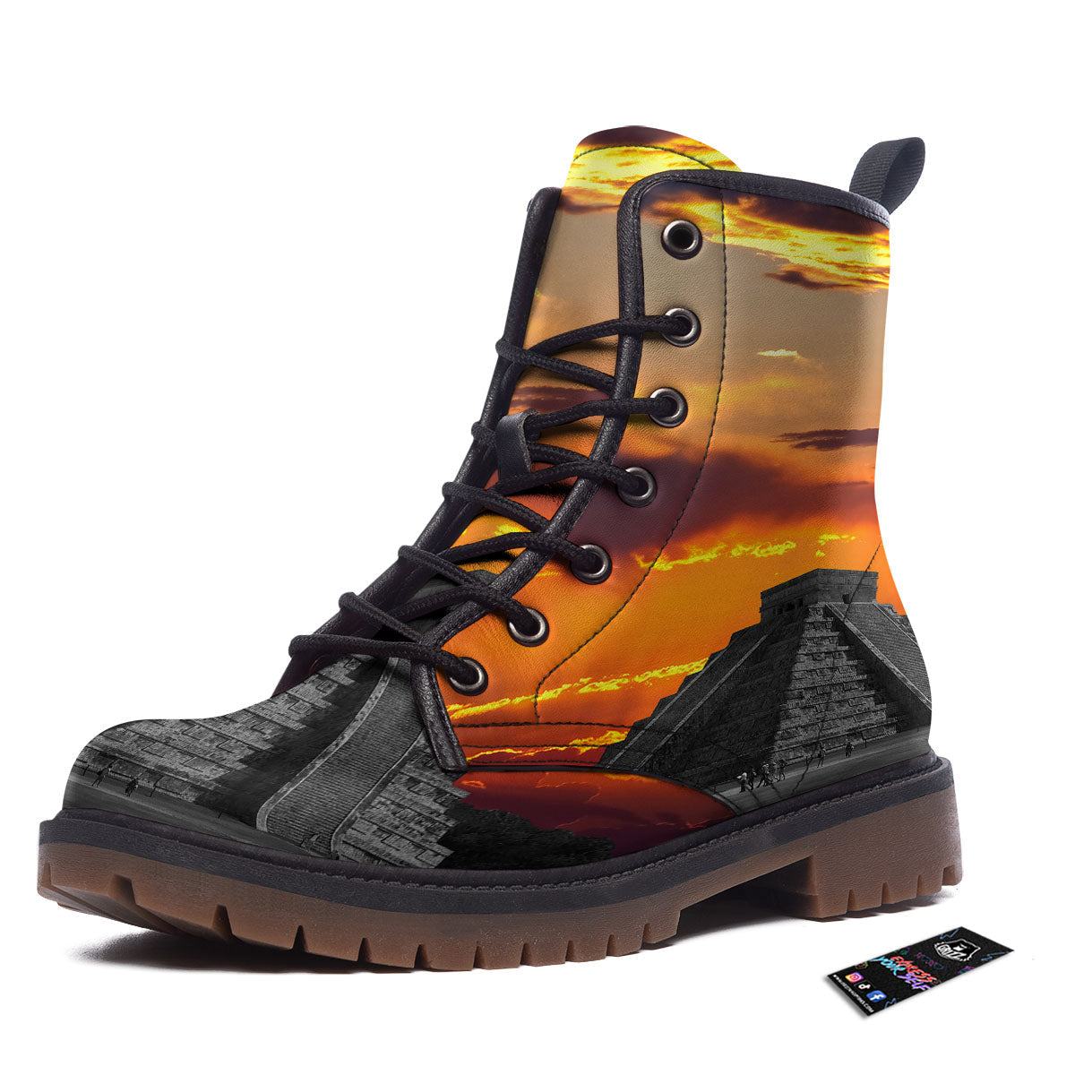 Civilization Mayan Print Work Boots-grizzshop