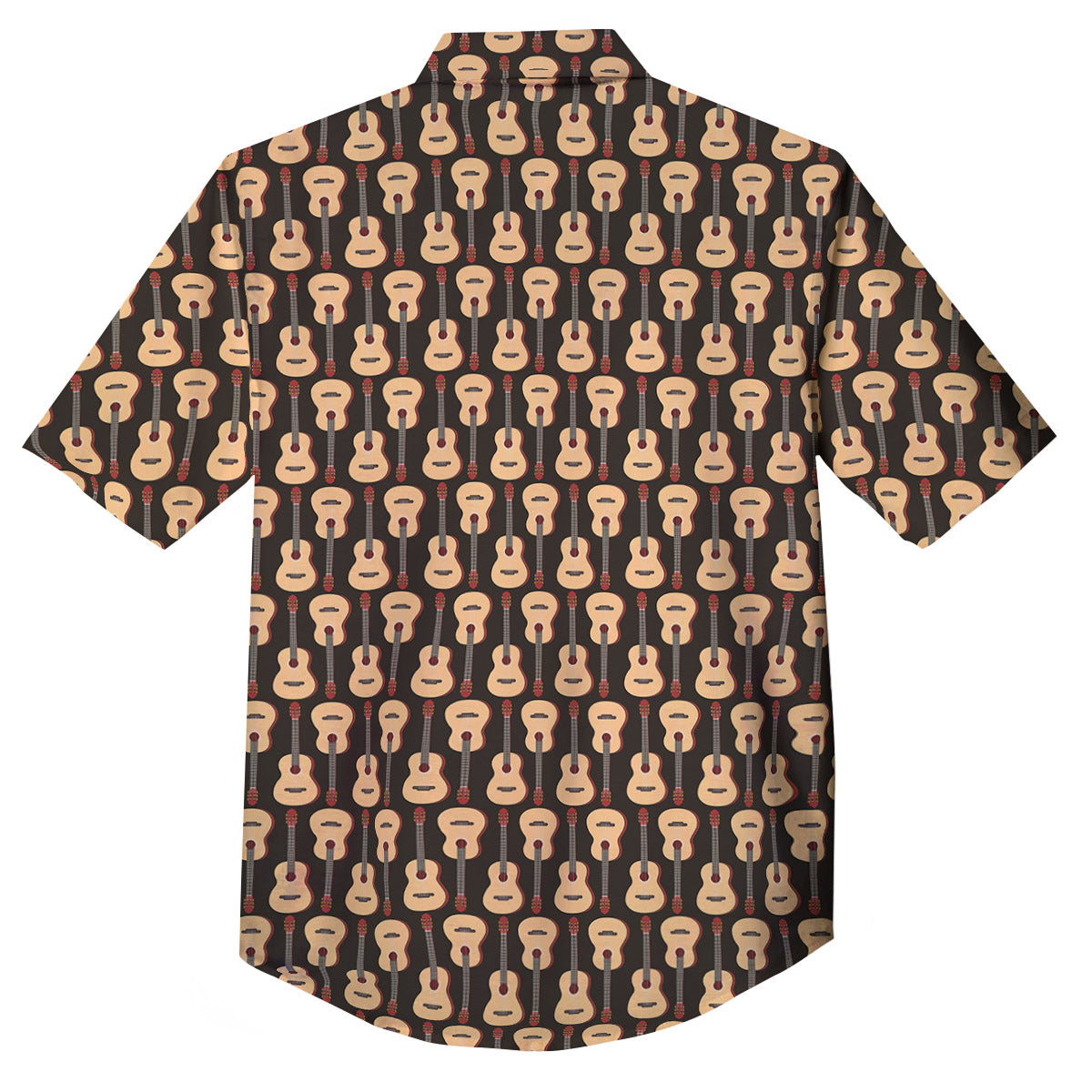 Classic Guitar Print Pattern Button Up Shirt-grizzshop