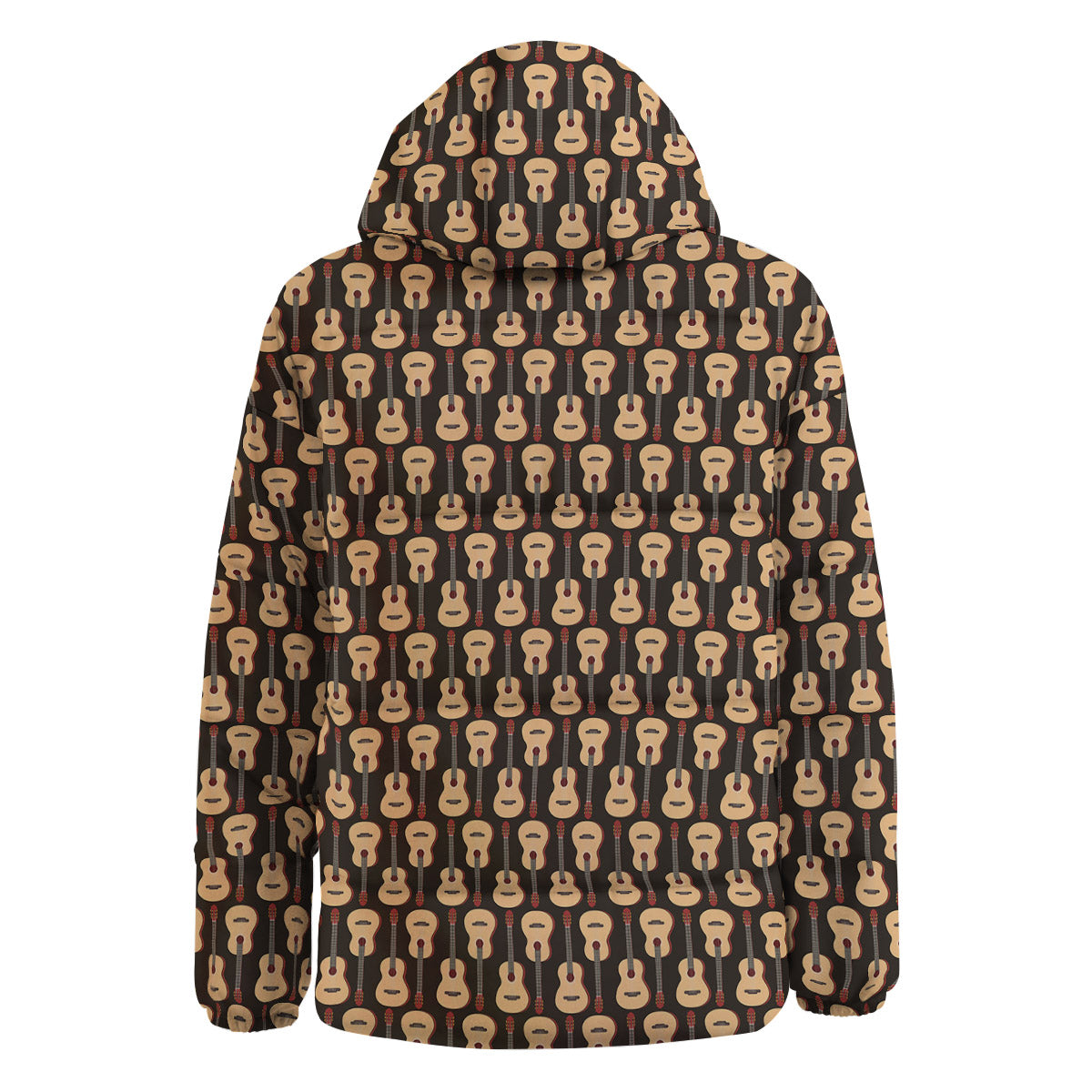 Classic Guitar Print Pattern Down Jacket-grizzshop