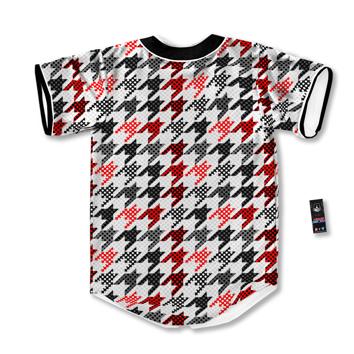 Classic Polka Dot In Houndstooth Print Pattern Baseball Jersey-grizzshop
