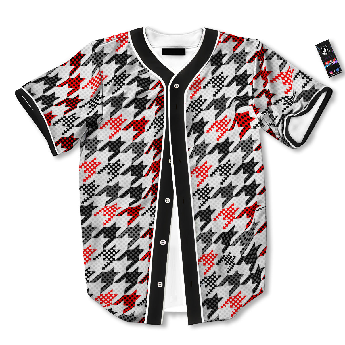 Classic Polka Dot In Houndstooth Print Pattern Baseball Jersey-grizzshop