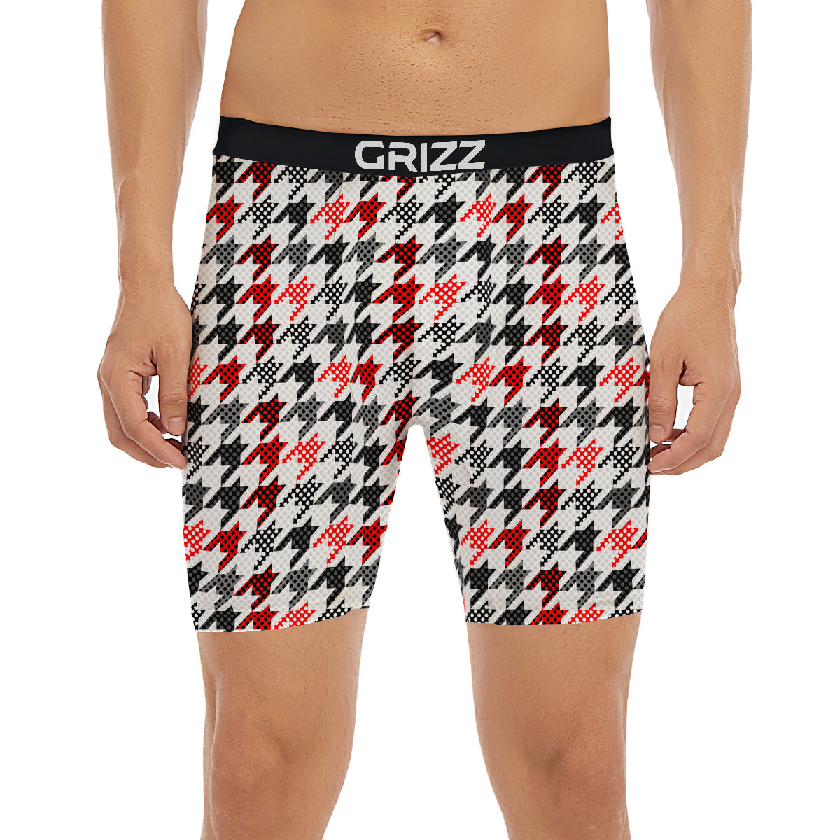 Classic Polka Dot In Houndstooth Print Pattern Boxer Briefs-grizzshop