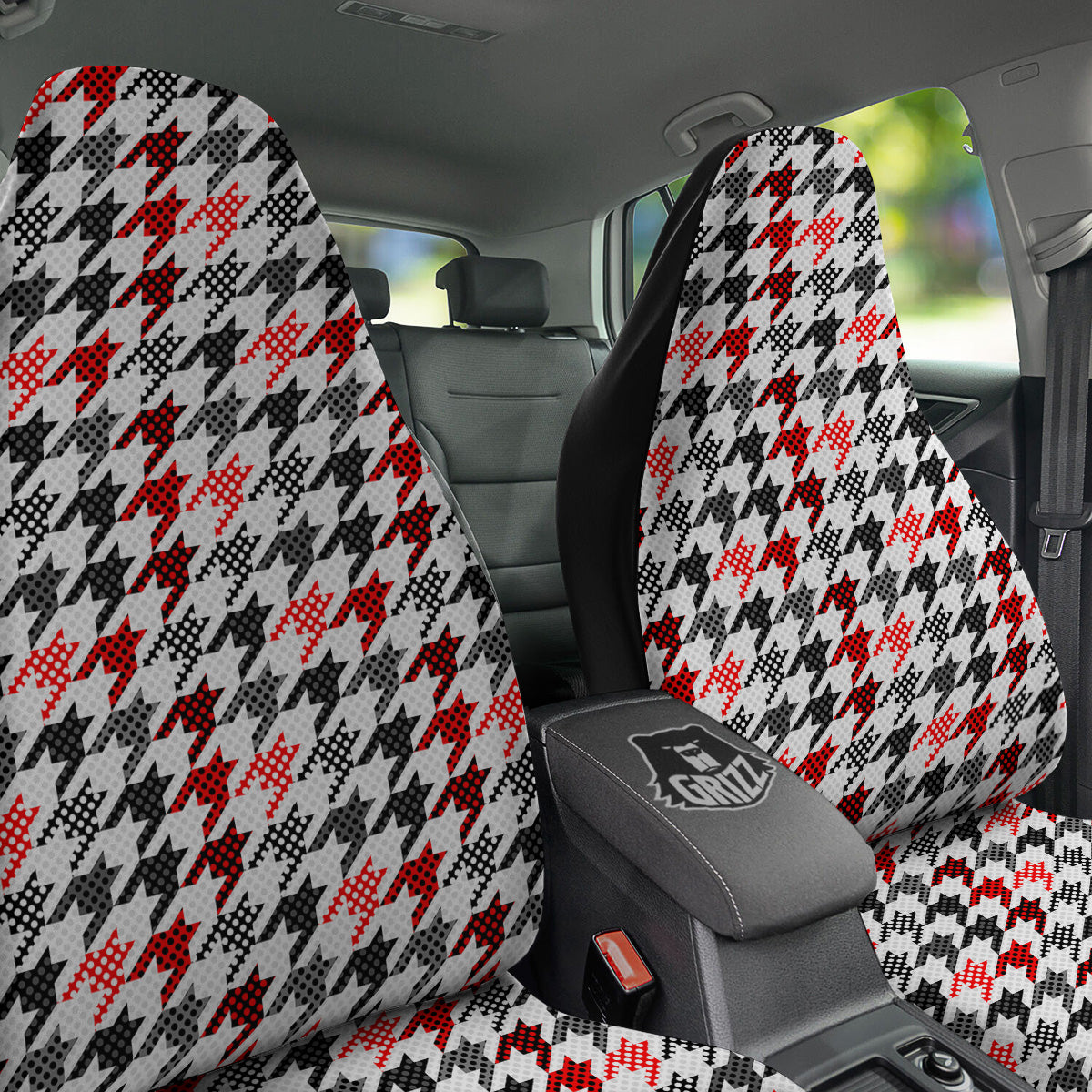 Classic Polka Dot In Houndstooth Print Pattern Car Seat Covers-grizzshop