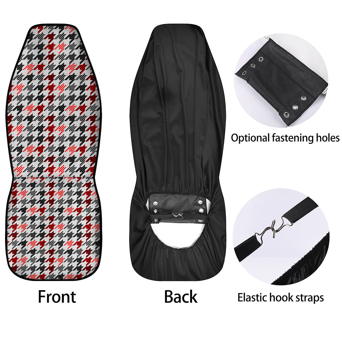 Classic Polka Dot In Houndstooth Print Pattern Car Seat Covers-grizzshop