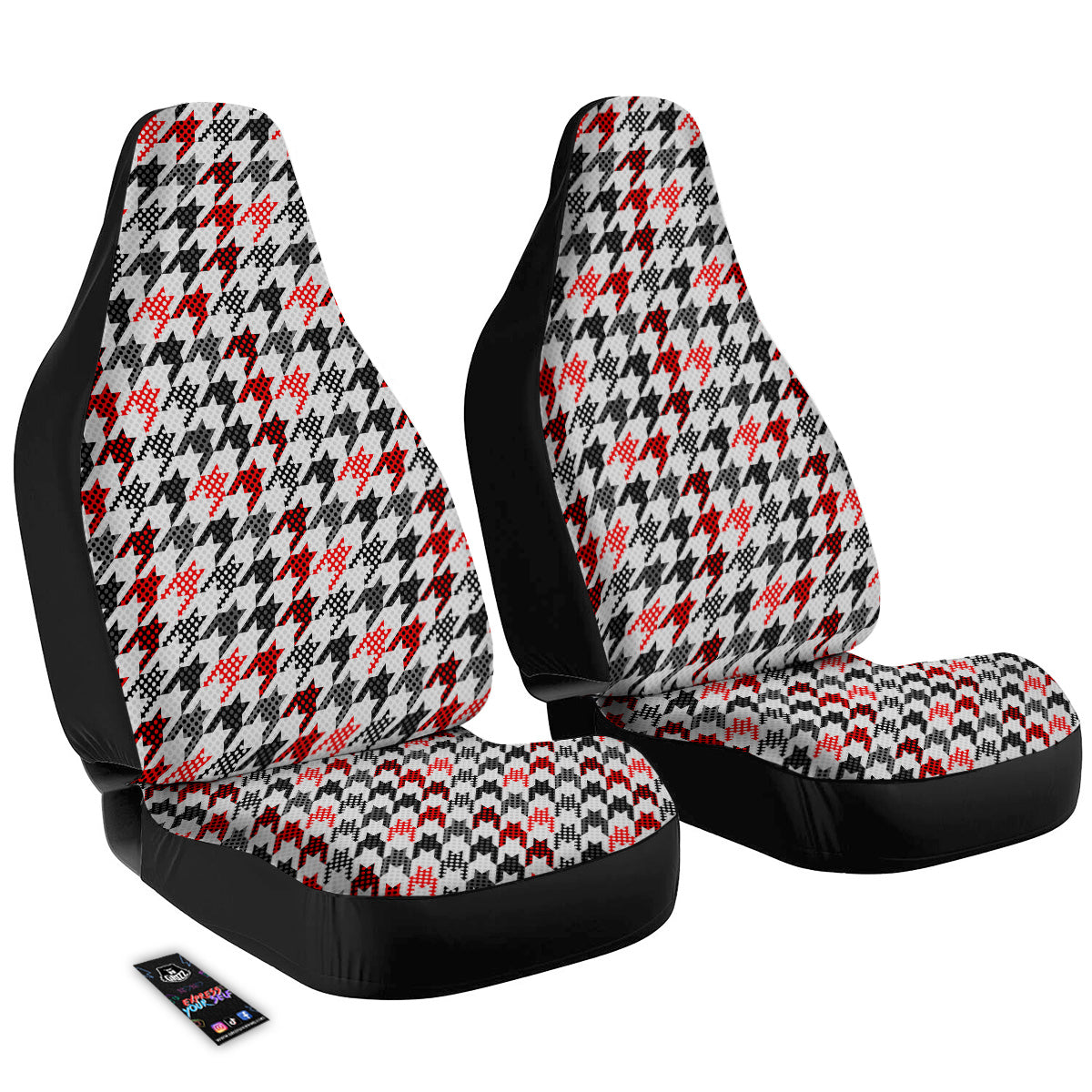 Classic Polka Dot In Houndstooth Print Pattern Car Seat Covers-grizzshop