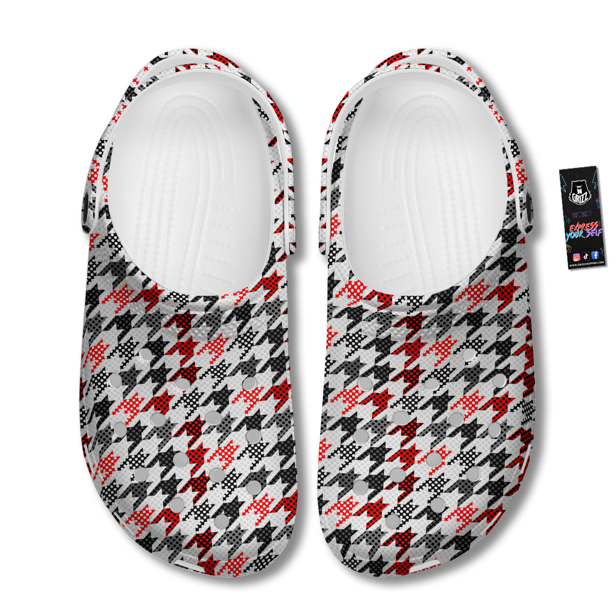 Classic Polka Dot In Houndstooth Print Pattern Clog-grizzshop