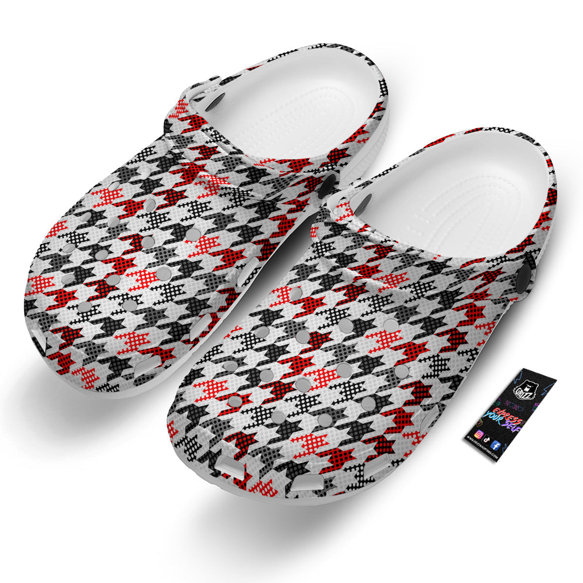 Classic Polka Dot In Houndstooth Print Pattern Clog-grizzshop