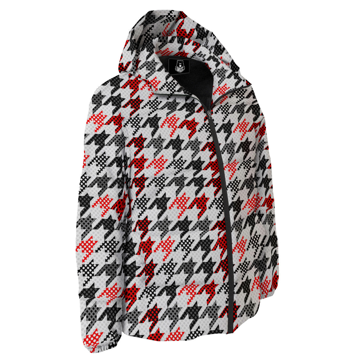 Classic Polka Dot In Houndstooth Print Pattern Down Jacket-grizzshop